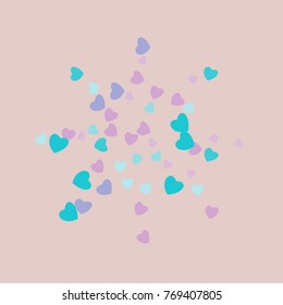 Hearts Confetti, bright colorful background, cute and fun decoration. Vector illustration for celebration, party, carnival, festive holiday and Your project.