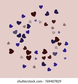Hearts Confetti, bright colorful background, cute and fun decoration. Vector illustration for celebration, party, carnival, festive holiday and Your project.