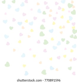 Hearts Confetti, bright colorful background, cute and fun decoration. Vector illustration for celebration, party, carnival, festive holiday and Your project.