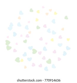 Hearts Confetti, bright colorful background, cute and fun decoration. Vector illustration for celebration, party, carnival, festive holiday and Your project.