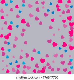 Hearts Confetti, bright colorful background, cute and fun decoration. Vector illustration for celebration, party, carnival, festive holiday and Your project.