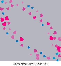Hearts Confetti, bright colorful background, cute and fun decoration. Vector illustration for celebration, party, carnival, festive holiday and Your project.
