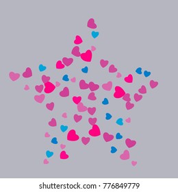 Hearts Confetti, bright colorful background, cute and fun decoration. Vector illustration for celebration, party, carnival, festive holiday and Your project.
