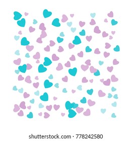 Hearts Confetti, bright colorful background, cute and fun decoration. Vector illustration for celebration, party, carnival, festive holiday and Your project.