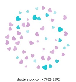 Hearts Confetti, bright colorful background, cute and fun decoration. Vector illustration for celebration, party, carnival, festive holiday and Your project.