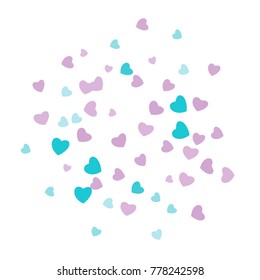 Hearts Confetti, bright colorful background, cute and fun decoration. Vector illustration for celebration, party, carnival, festive holiday and Your project.