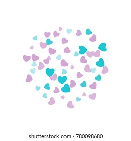 Hearts Confetti, bright colorful background, cute and fun decoration. Vector illustration for celebration, party, carnival, festive holiday and Your project.