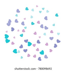 Hearts Confetti, bright colorful background, cute and fun decoration. Vector illustration for celebration, party, carnival, festive holiday and Your project.