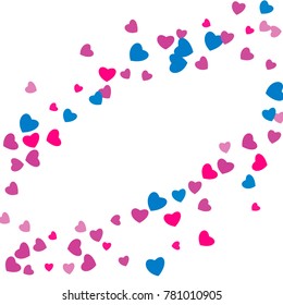 Hearts Confetti, bright colorful background, cute and fun decoration. Vector illustration for celebration, party, carnival, festive holiday and Your project.