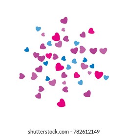 Hearts Confetti, bright colorful background, cute and fun decoration. Vector illustration for celebration, party, carnival, festive holiday and Your project.
