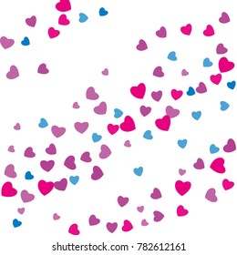 Hearts Confetti, bright colorful background, cute and fun decoration. Vector illustration for celebration, party, carnival, festive holiday and Your project.