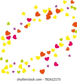 Hearts Confetti, bright colorful background, cute and fun decoration. Vector illustration for celebration, party, carnival, festive holiday and Your project.