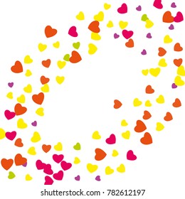 Hearts Confetti, bright colorful background, cute and fun decoration. Vector illustration for celebration, party, carnival, festive holiday and Your project.