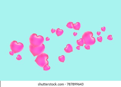 Hearts Confetti, bright colorful background, cute and fun decoration. Gentle blue background. Vector illustration for celebration, party, carnival, festive holiday and Your project.