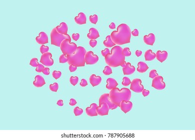 Hearts Confetti, bright colorful background, cute and fun decoration. Gentle blue background. Vector illustration for celebration, party, carnival, festive holiday and Your project.