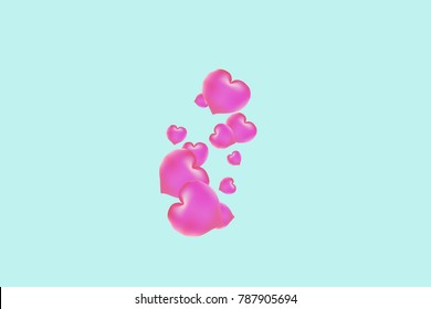 Hearts Confetti, bright colorful background, cute and fun decoration. Gentle blue background. Vector illustration for celebration, party, carnival, festive holiday and Your project.