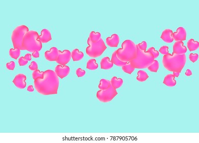 Hearts Confetti, bright colorful background, cute and fun decoration. Gentle blue background. Vector illustration for celebration, party, carnival, festive holiday and Your project.