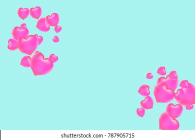 Hearts Confetti, bright colorful background, cute and fun decoration. Gentle blue background. Vector illustration for celebration, party, carnival, festive holiday and Your project.