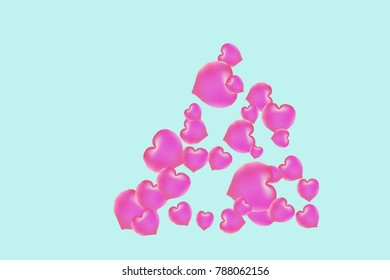 Hearts Confetti, bright colorful background, cute and fun decoration. Gentle blue background. Vector illustration for celebration, party, carnival, festive holiday and Your project.