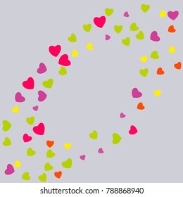 Hearts Confetti, bright colorful background, cute and fun decoration. Vector illustration for celebration, party, carnival, festive holiday and Your project.