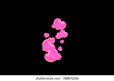 Hearts Confetti, bright colorful background, cute and fun decoration. Black background. Vector illustration for celebration, party, carnival, festive holiday and Your project.