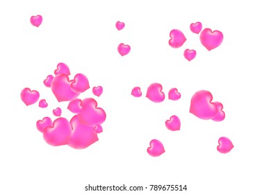 Hearts Confetti, bright colorful background, cute and fun decoration. Isolated. Vector illustration for celebration, party, carnival, festive, holiday and Your project.