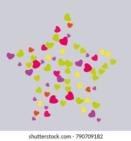 Hearts Confetti, bright colorful background, cute and fun decoration. Vector illustration for celebration, party, carnival, festive holiday and Your project.
