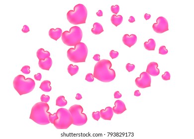 Hearts Confetti, bright colorful background, cute and fun decoration. Isolated. Vector illustration for celebration, party, carnival, festive, holiday and Your project.
