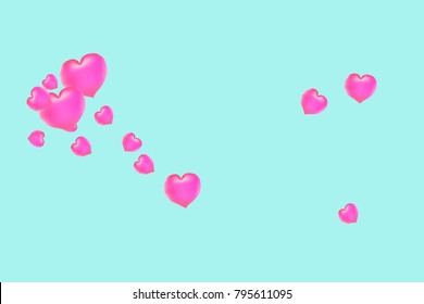 Hearts Confetti, bright colorful background, cute and fun decoration. Gentle blue background. Vector illustration for celebration, party, carnival, festive holiday and Your project.