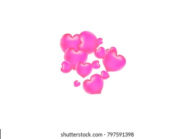 Hearts Confetti, bright colorful background, cute and fun decoration. Isolated. Vector illustration for celebration, party, carnival, festive, holiday and Your project.