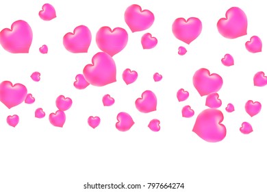 Hearts Confetti, bright colorful background, cute and fun decoration. Isolated. Vector illustration for celebration, party, carnival, festive, holiday and Your project.
