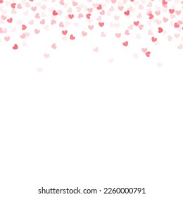 Hearts confetti empty square banner or poster for social media. Valentine's Day heart confetti border with copy space.