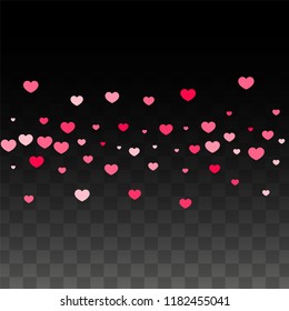 Hearts Confetti Falling Background. St. Valentine's Day pattern. Romantic Scattered Hearts Texture. Vector Illustration. Cute Element of Design for Sales or Celebration.