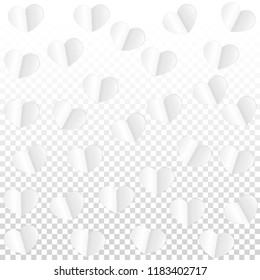 Hearts Confetti Falling Background. St. Valentine's Day pattern. Romantic Scattered Hearts Texture. Love. Sweet Moment. Gift. Cute Element of Design for Anniversary.