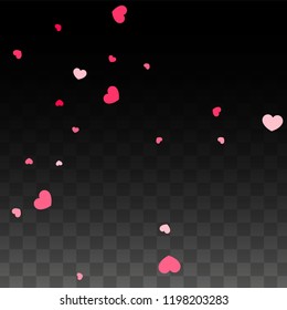 Hearts Confetti Falling Background. St. Valentine's Day pattern. Romantic Scattered Hearts Texture. Vector Illustration. Cute Element of Design for Sales or Celebration.