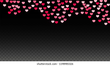 Hearts Confetti Falling Background. St. Valentine's Day pattern. Romantic Scattered Hearts Wallpaper. Love. Sweet Moment. Gift. Cute Element of Design for Banners.