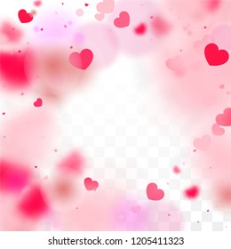 Hearts Confetti Falling Background. St. Valentine's Day pattern. Romantic Scattered Hearts Design Element. Love. Sweet Moment. Gift. Cute Element of Design for Posters.