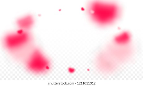 Hearts Confetti Falling Background. St. Valentine's Day pattern. Romantic Scattered Hearts Texture. Vector Illustration. Cute Element of Design for Anniversary.
