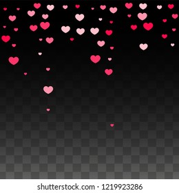 Hearts Confetti Falling Background. St. Valentine's Day pattern. Romantic Scattered Hearts Wallpaper. Vector Illustration. Cute Element of Design for Birthday Party.