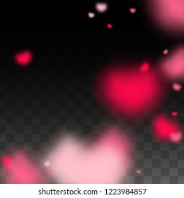 Hearts Confetti Falling Background. St. Valentine's Day pattern. Romantic Scattered Hearts Design Element. Vector Illustration. Cute Element of Design for Cards.