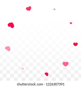 Hearts Confetti Falling Background. St. Valentine's Day pattern. Romantic Scattered Hearts Design Element. Love. Sweet Moment. Gift. Cute Element of Design for Banners.