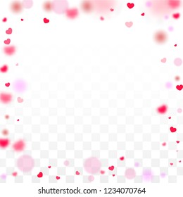 Hearts Confetti Falling Background. St. Valentine's Day pattern. Romantic Scattered Hearts Design Element. Vector Illustration. Cute Element of Design for Weddings.