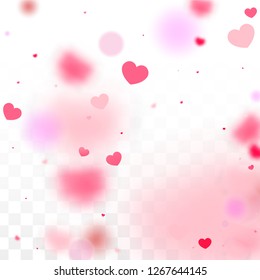 Hearts Confetti Falling Background. St. Valentine's Day pattern. Romantic Scattered Hearts Design Element. Love. Sweet Moment. Gift. Cute Element of Design for Flyers.