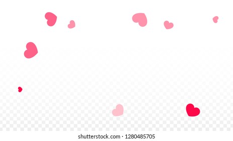 Hearts Confetti Falling Background. St. Valentine's Day pattern. Romantic Scattered Hearts Design Element. Vector Illustration. Cute Element of Design for Birthday Party.