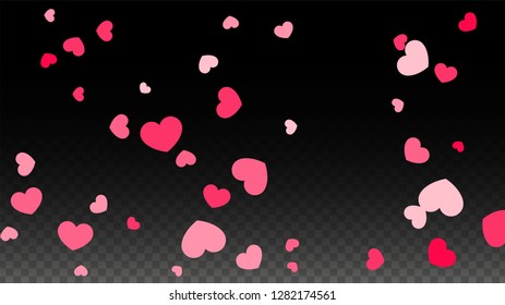 Hearts Confetti Falling Background. St. Valentine's Day pattern. Romantic Scattered Hearts Wallpaper. Love. Sweet Moment. Gift. Cute Element of Design for Cards.