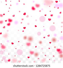 Hearts Confetti Falling Background. St. Valentine's Day pattern. Romantic Scattered Hearts Texture. Vector Illustration. Cute Element of Design for Sales or Celebration.