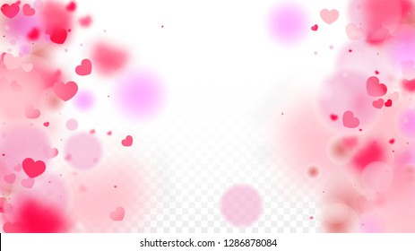 Hearts Confetti Falling Background. St. Valentine's Day pattern. Romantic Scattered Hearts Wallpaper. Love. Sweet Moment. Gift. Cute Element of Design for Weddings.