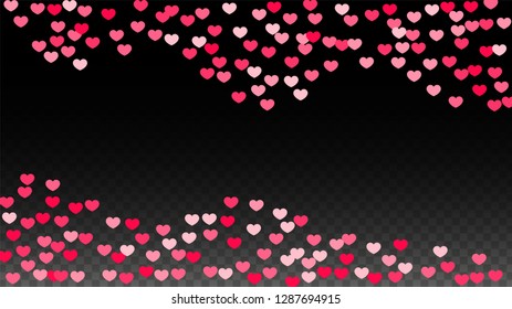 Hearts Confetti Falling Background. St. Valentine's Day pattern. Romantic Scattered Hearts Design Element. Love. Sweet Moment. Gift. Cute Element of Design for Posters.