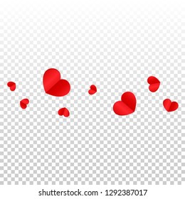 Hearts Confetti Falling Background. St. Valentine's Day pattern. Romantic Scattered Hearts Design Element. Love. Sweet Moment. Gift. Cute Element of Design for Posters.