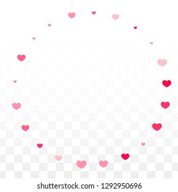 Hearts Confetti Falling Background. St. Valentine's Day pattern. Romantic Scattered Hearts Design Element. Love. Sweet Moment. Gift. Cute Element of Design for Anniversary.
